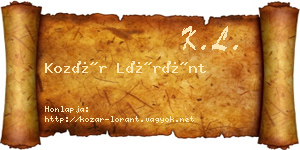 Kozár Lóránt névjegykártya