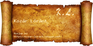 Kozár Lóránt névjegykártya